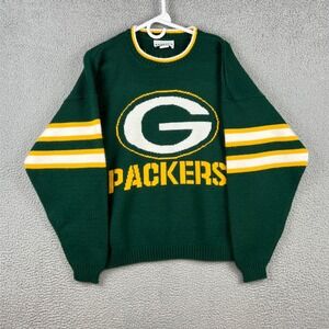 Vintage Green Bay Packers Sweater Mens Medium Barrel II Green Knit NFL USA Made